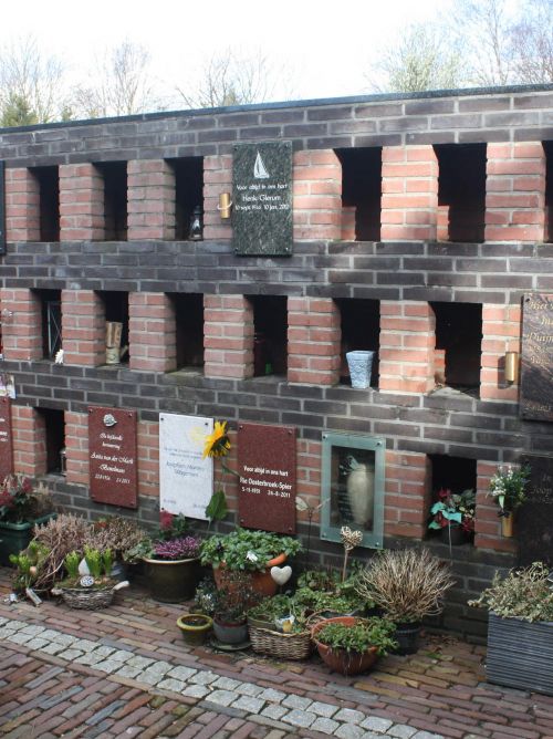 Overzicht urnenmuur of columbarium Overzicht urnenmuur of columbarium