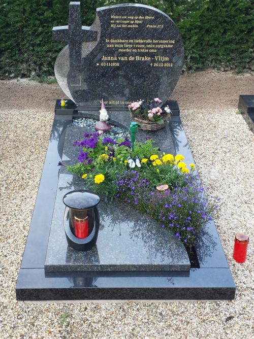Enkel monument Butterfly Blue graniet (EM072)