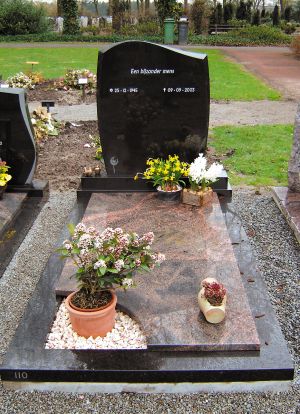 Enkel monument Zwart graniet en Aurora (EM011)